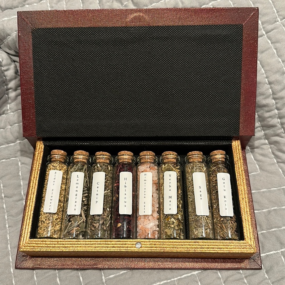 8 Vials of Herbs in Book Box